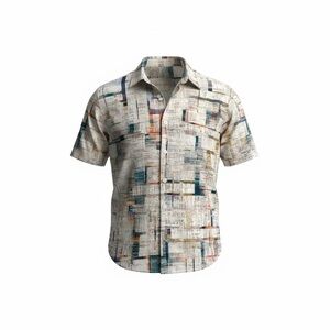 Royaura Hawaiian Shirt Mens XL Multi Color Geometric Button Up Short Sleeve